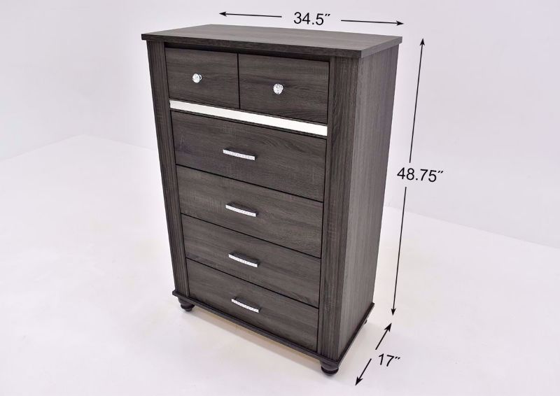 Gaston Chest of Drawers by Crown Mark with Gray Finish Dimensions | Home Furniture Plus Bedding
