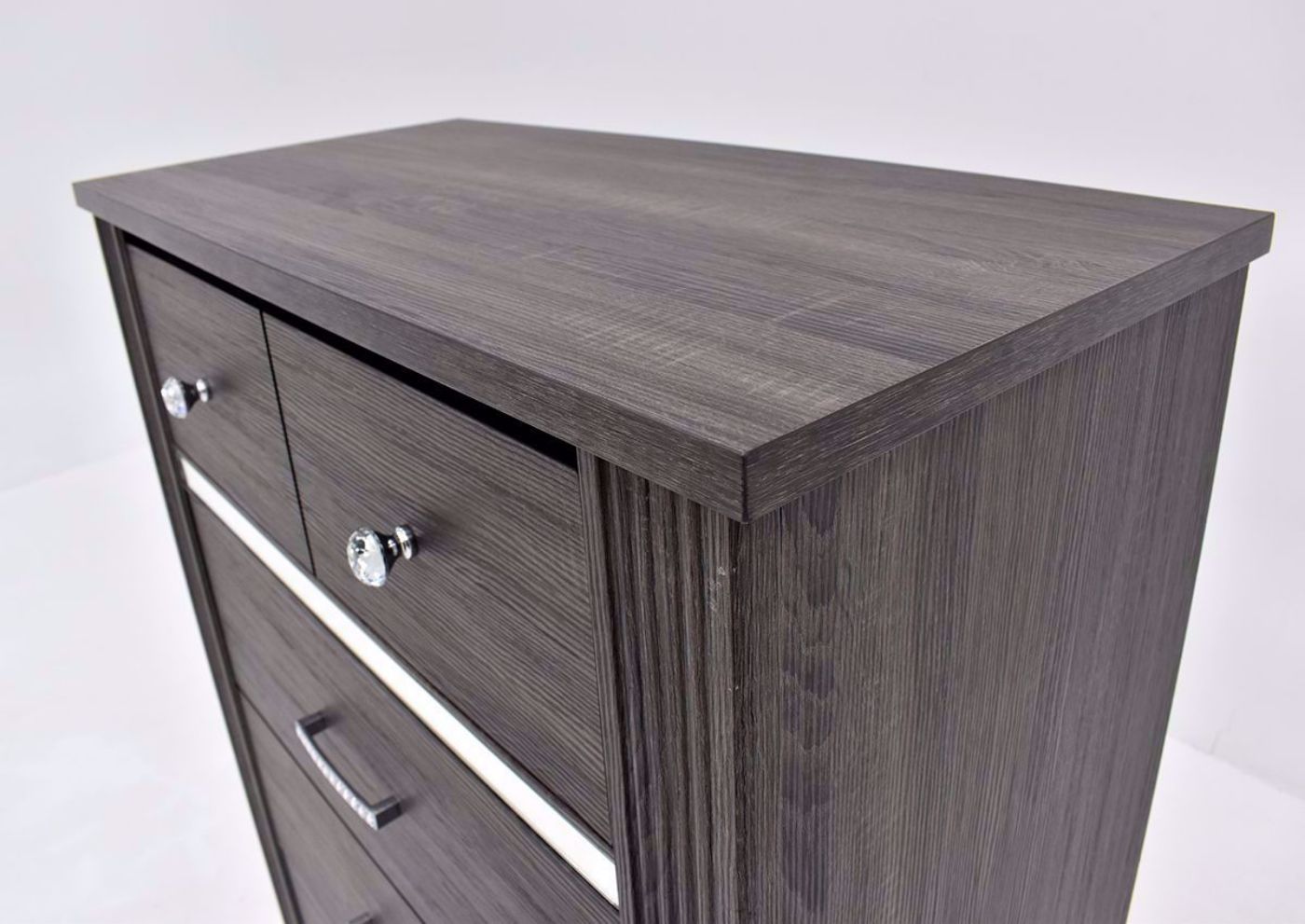 Gaston Chest of Drawers by Crown Mark with Gray Finish Angle top angle | Home Furniture Plus Bedding