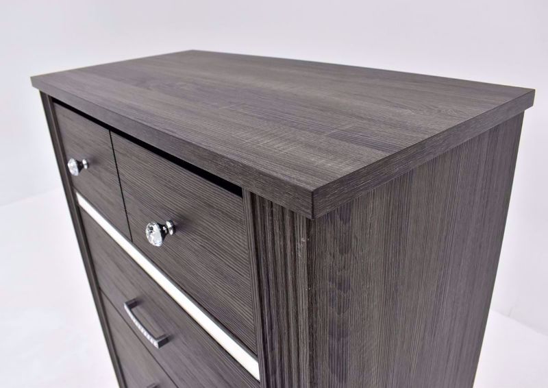Gaston Chest of Drawers by Crown Mark with Gray Finish Angle top angle | Home Furniture Plus Bedding