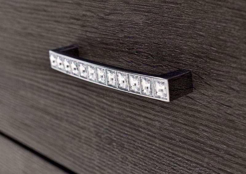 Gaston Chest of Drawers by Crown Mark with Gray Finish  close up of jeweled hardware pull | Home Furniture Plus Bedding