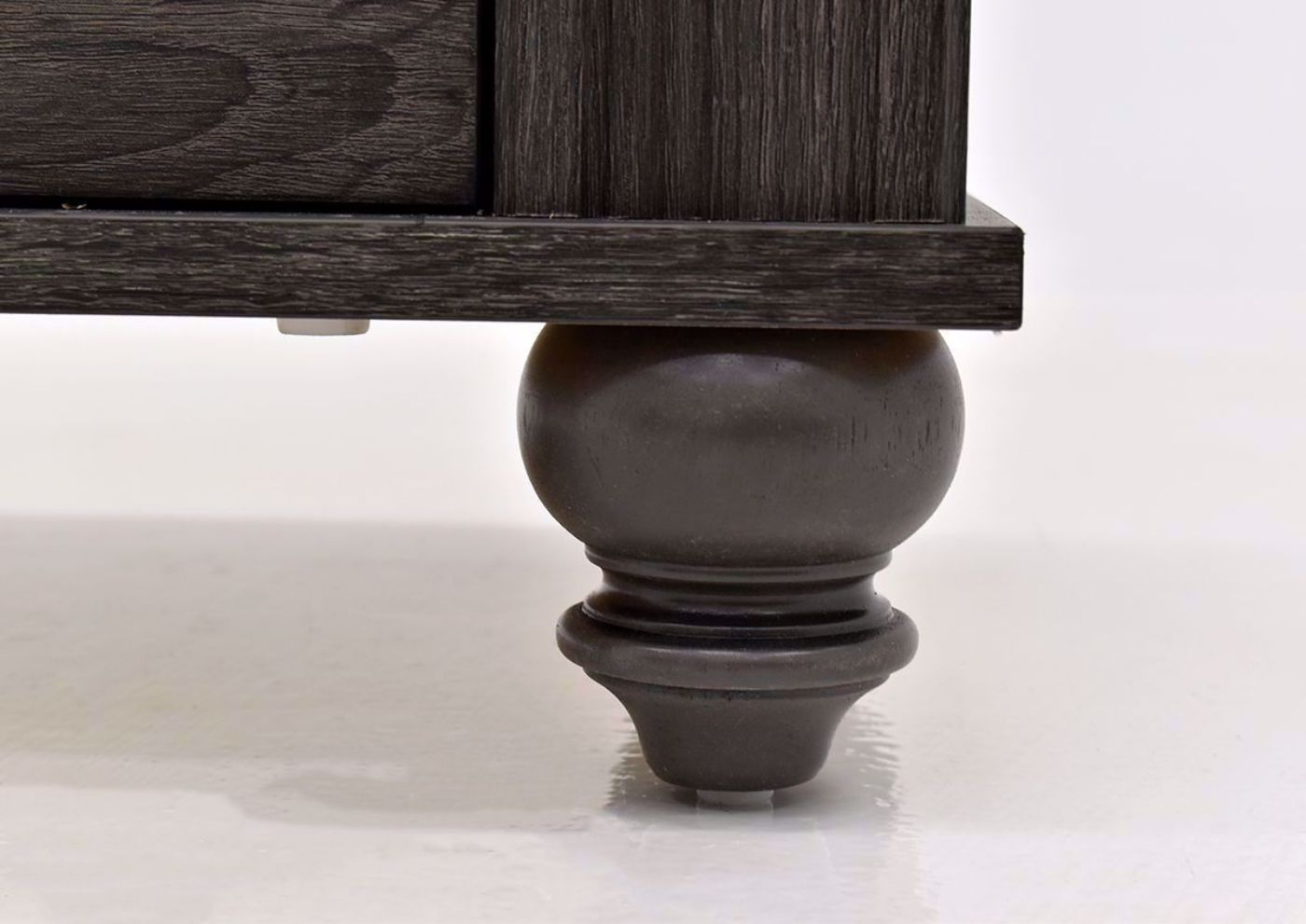 Gaston Chest of Drawers by Crown Mark with Gray Finish  close up of foot | Home Furniture Plus Bedding