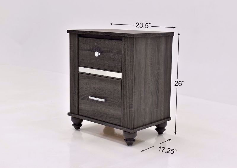 Gaston 2 Drawer Nightstand by Crown Mark in Black Finish dimensions | Home Furniture Plus Bedding