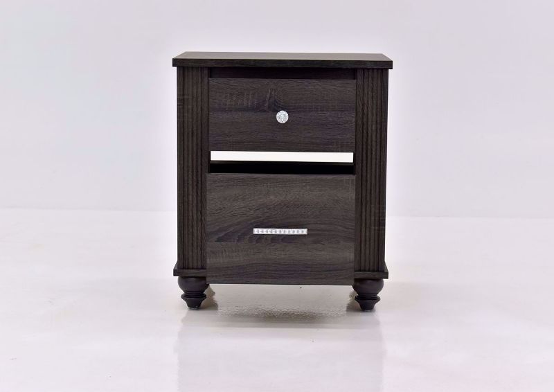 Gaston 2 Drawer Nightstand by Crown Mark in Black Finish Front | Home Furniture Plus Bedding
