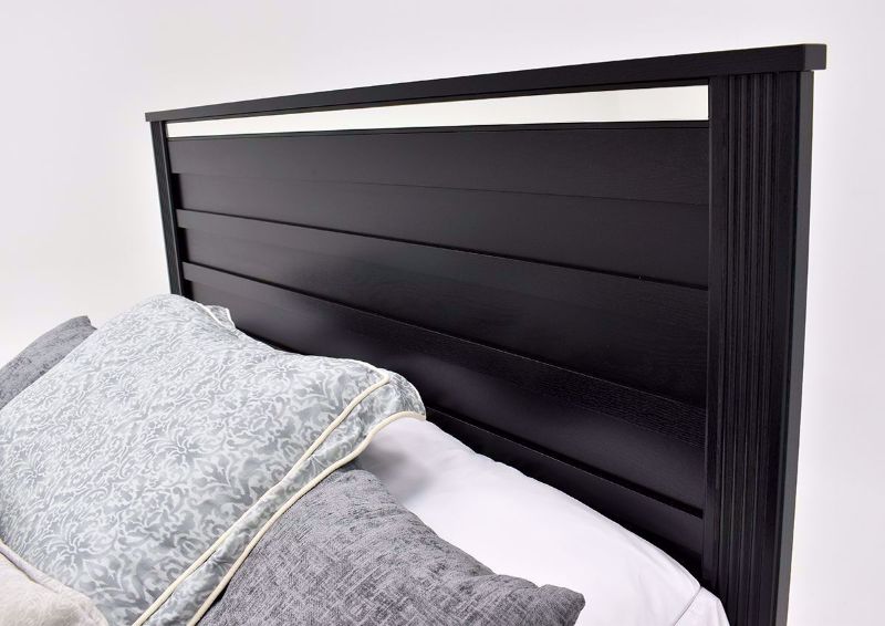 Gaston Queen Size Bed by Crown Mark with Black Finish headboard view | Home Furniture Plus Bedding