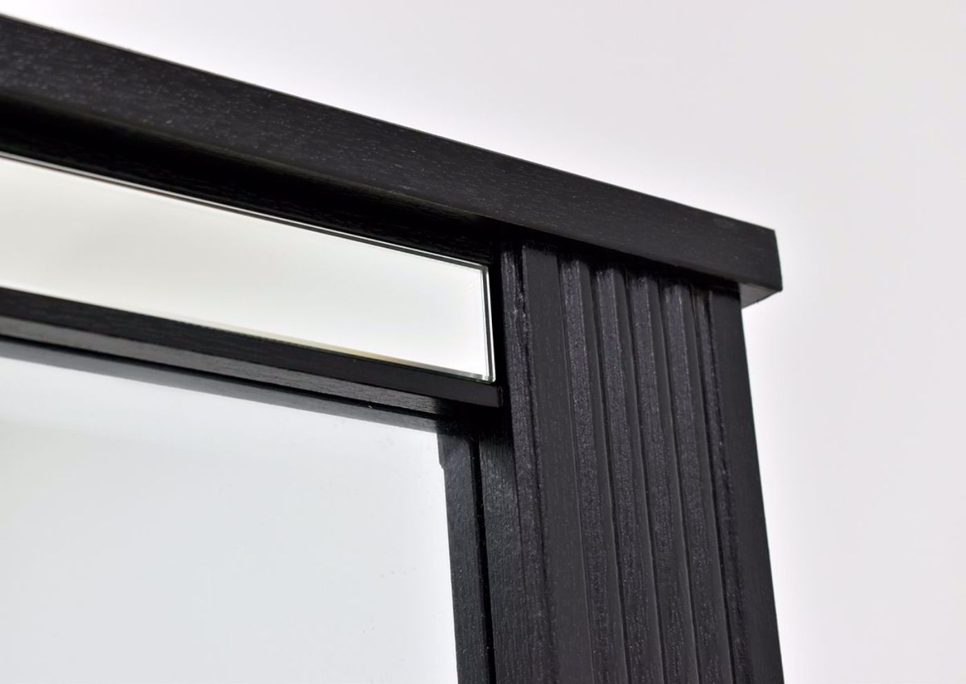 Gaston Dresser with Mirror by Crown Mark with Black Finish mirror details close up | Home Furniture Plus Bedding