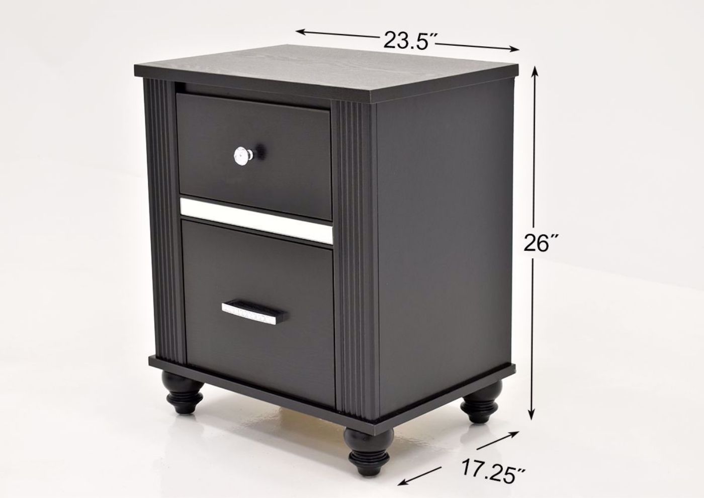 Gaston Nightstand in a Black Finish dimensions | Home Furniture Plus Bedding