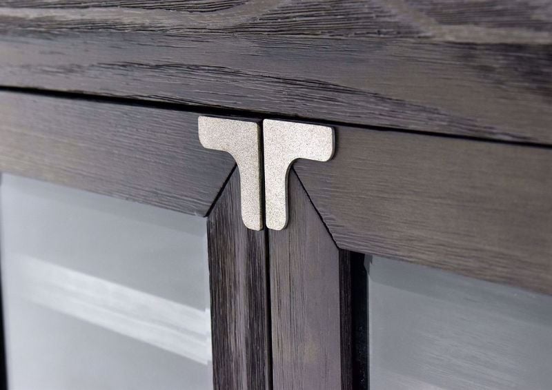 Gray Todoe Large TV Stand by Ashley Furniture close up of door detailing  hardware | Home Furniture Plus Bedding
