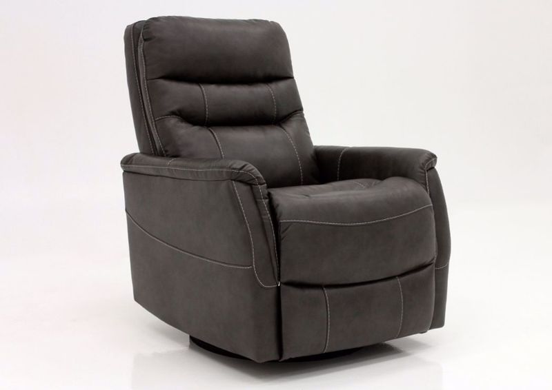 Quarry Gray Riptyme Swivel Glider Recliner by Ashley Furniture at an Angle | Home Furniture Plus Mattress