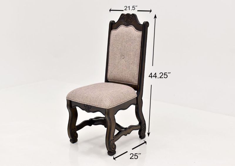 Brown Renaissance Side Chair Dimensions | Home Furniture Plus Bedding