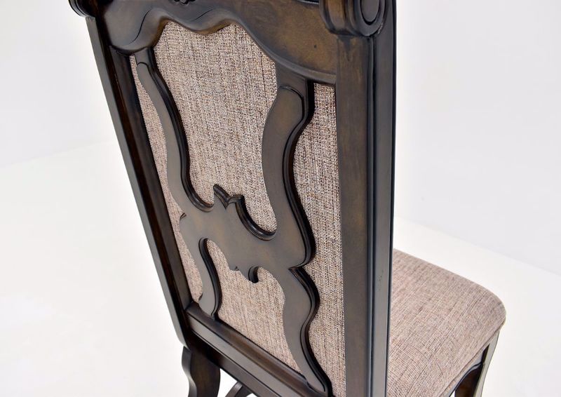 Brown Renaissance Side Chair Backside Carvings Details  | Home Furniture Plus Bedding