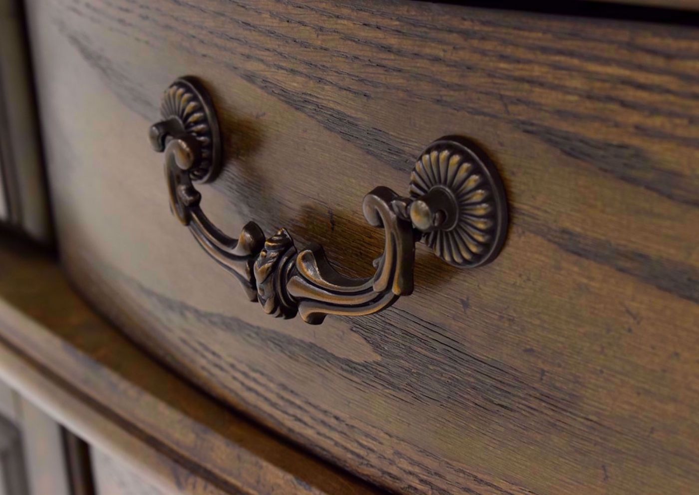 Brown Renaissance Dining Server Drawer Large Hardware Pulls | Home Furniture Plus Bedding