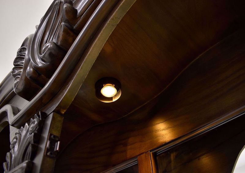 Brown Renaissance Dining Hutch Interior Top Lighting | Home Furniture Plus Bedding