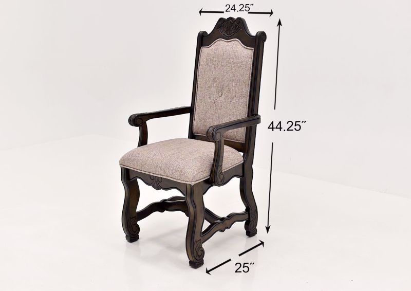 Brown Renaissance Arm Chair Dimensions | Home Furniture Plus Bedding
