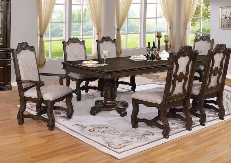 Room Shot of the 	Brown Renaissance 7 Piece Dining Table Set | Home Furniture Plus Bedding