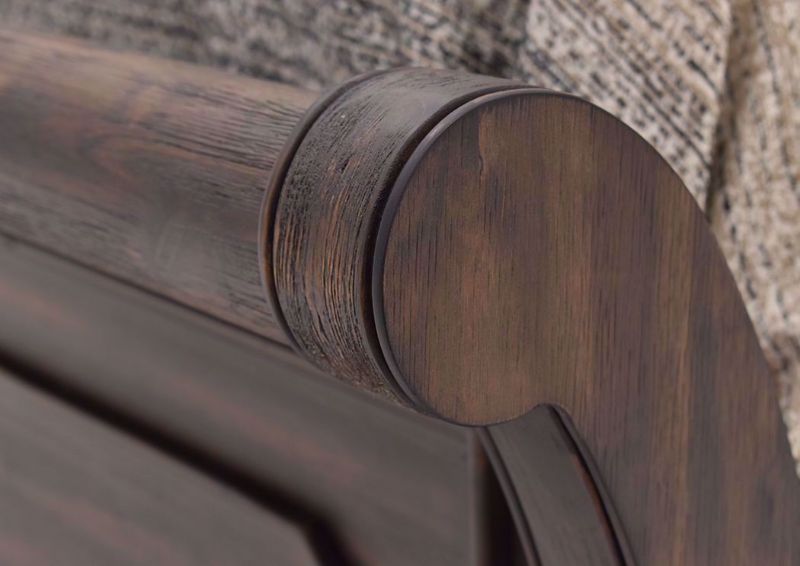 Brown Casa Grande Queen Size Upholstered Sleigh Bed Footboard Details Close Up | Home Furniture Plus Bedding