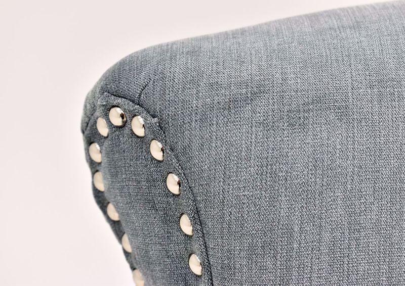 Blue Riker Accent Chair nail head trim on chair back close up | Home Furniture Plus Bedding