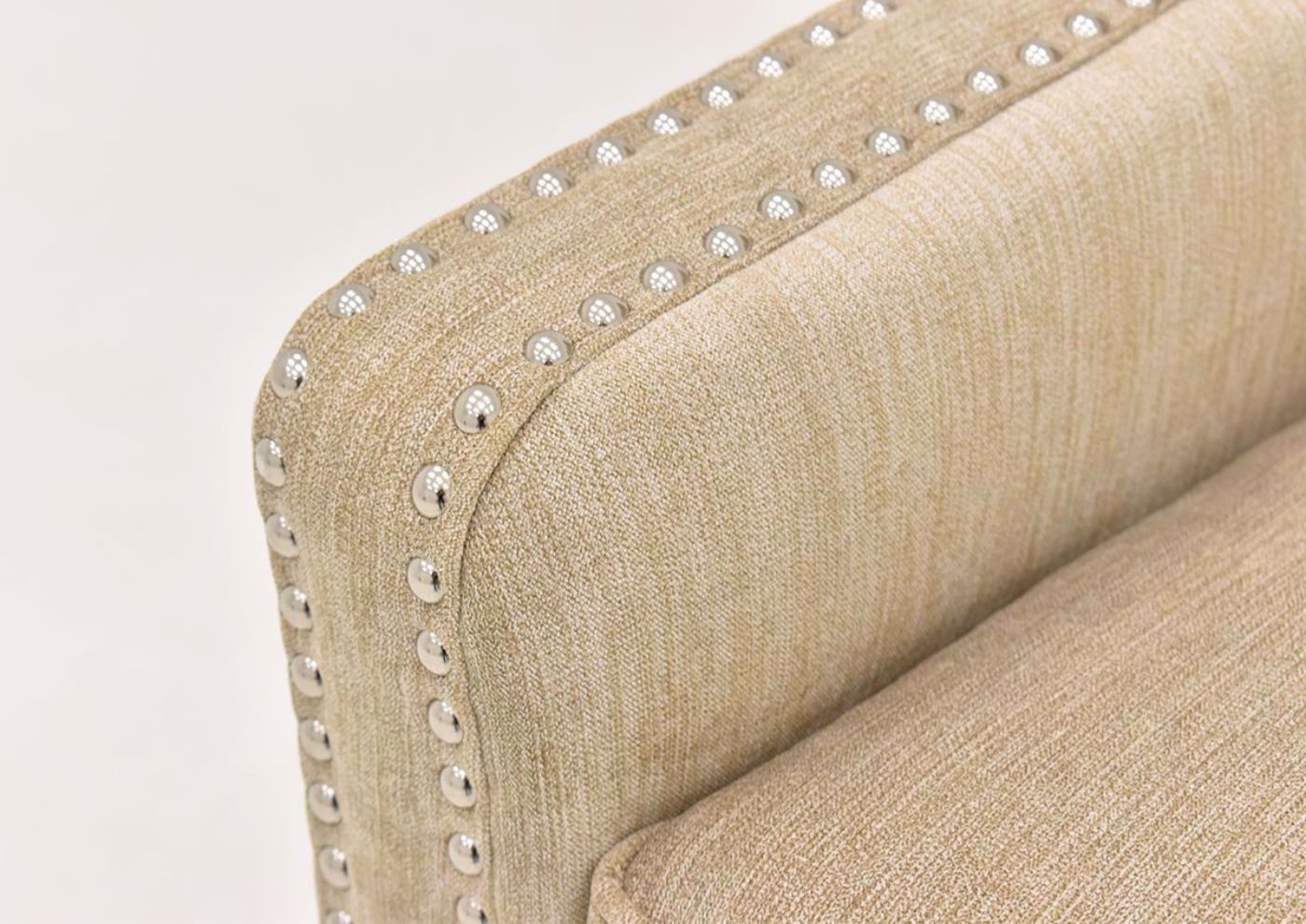 Tan Beige Riker Accent Chair nail head trim on arms | Home Furniture Plus Bedding