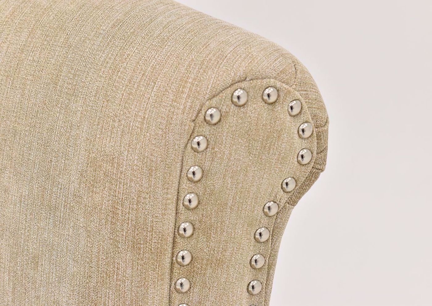 Tan Beige Riker Accent Chair nail head trim on chair back | Home Furniture Plus Bedding