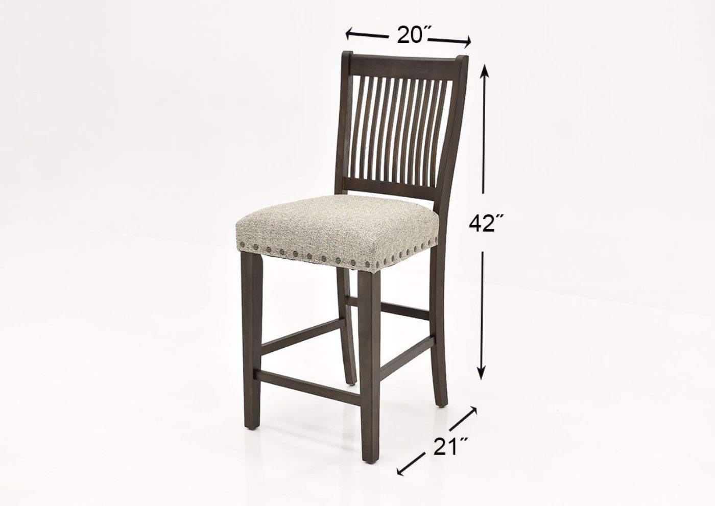 Charleston Counter Height Barstool  by Lane Furniture angle view with Dimensions | Home Furniture Plus Bedding