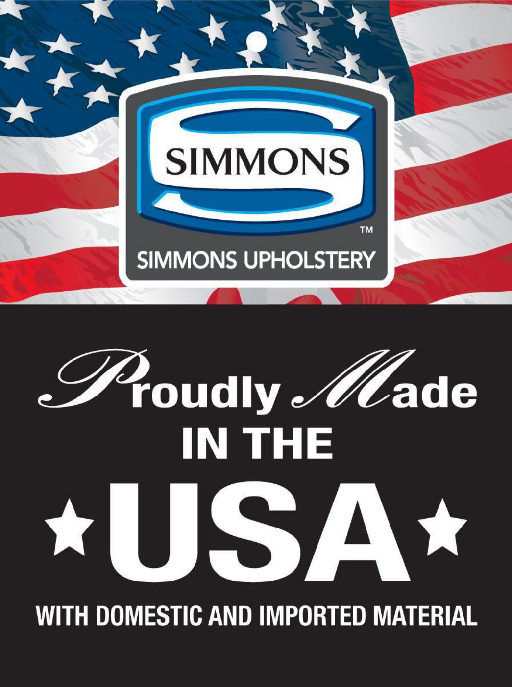 Simmons Upholstery and Made in the USA Logo