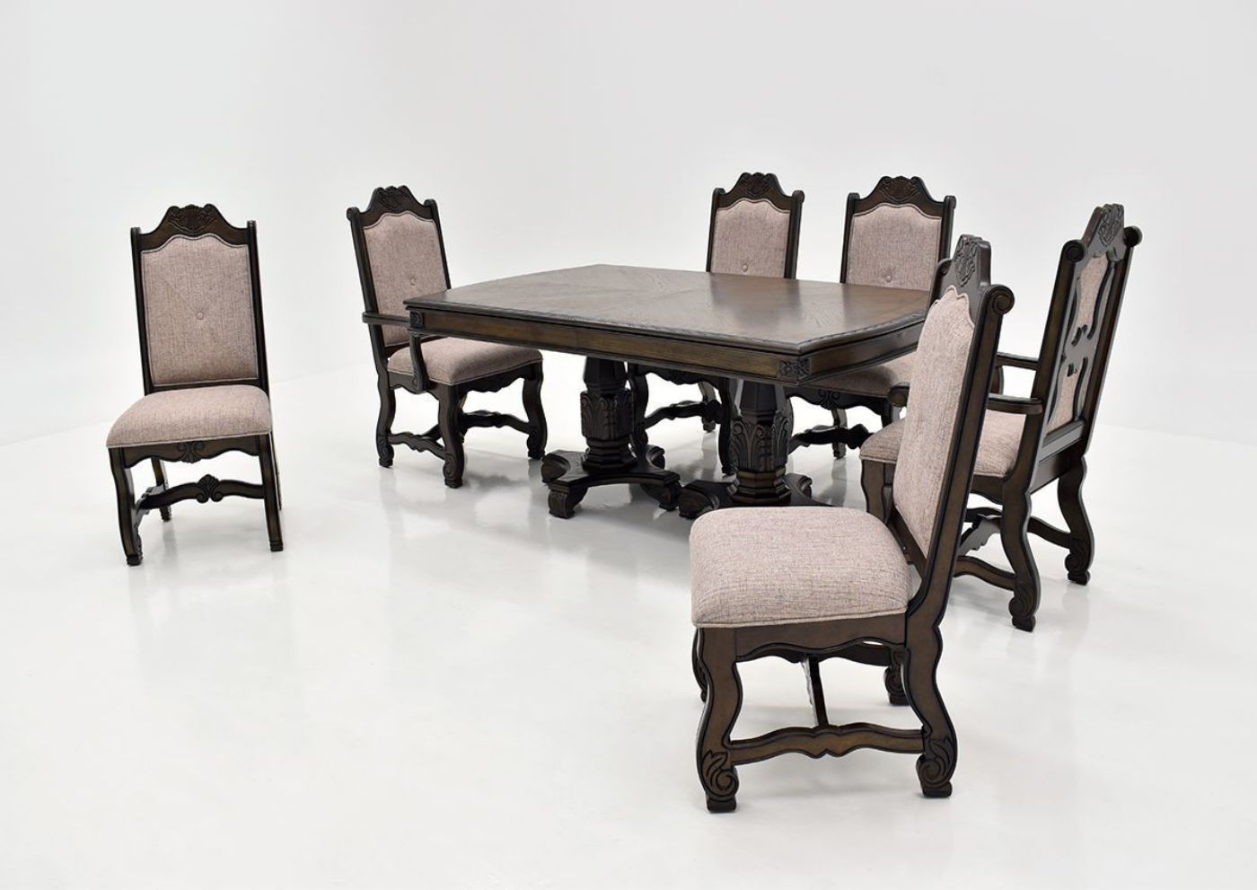 Angled View of Renaissance 7 Piece Dining Table Set | Home Furniture Plus Bedding