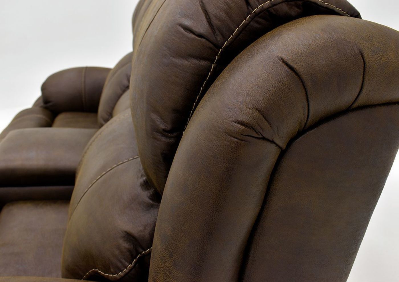 Side View/Full Length View of the Brown Denali Reclining Loveseat by HomeStretch | Home Furniture Plus Bedding