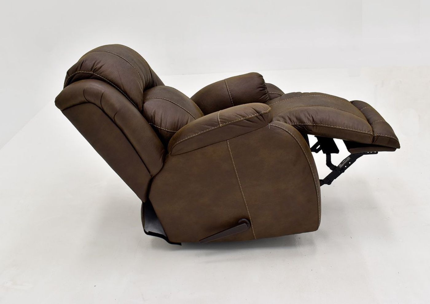Side View of Partially Reclined Brown Denali Recliner by HomeStretch | Home Furniture Plus Bedding