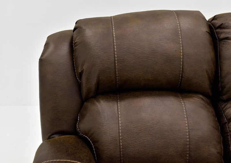 Close Up Detail of the Back Cushions on the Brown Denali Reclining Sofa by HomeStretch | Home Furniture Plus Bedding