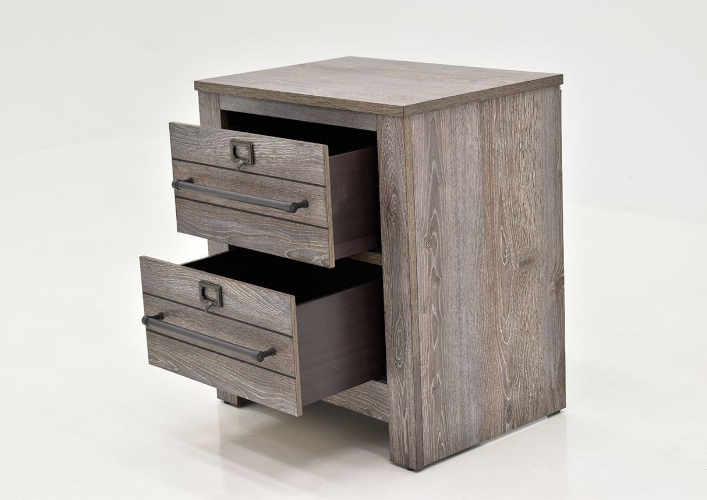Angled View of the Bateson Nightstand with Drawers Open | Home Furniture Plus Bedding