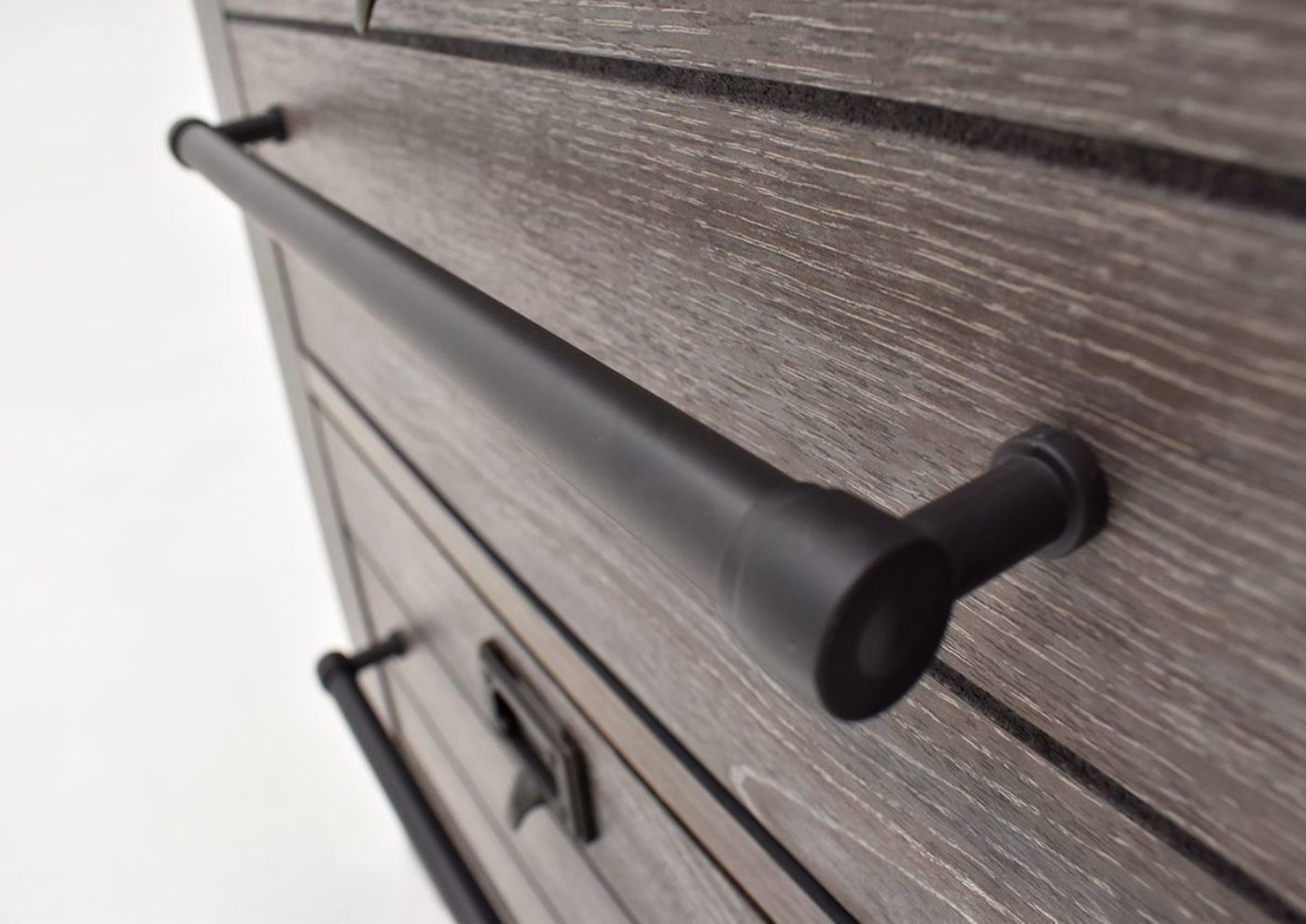 Close Up of the Drawer Pulls on the Bateson Nightstand with Drawers Open | Home Furniture Plus Bedding