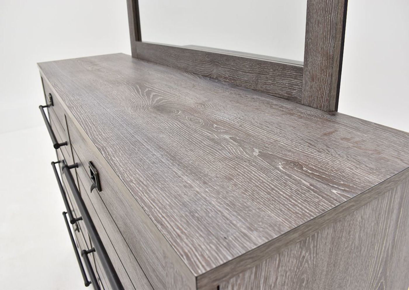 Dresser Top With Lower Area of the Mirror on the Bateson Dresser with Mirror | Home Furniture Plus Bedding