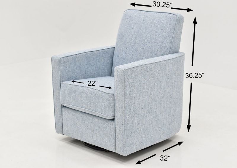 Dimensions of the Ellison Swivel Accent Chair - Light Blue | Home Furniture Plus Bedding