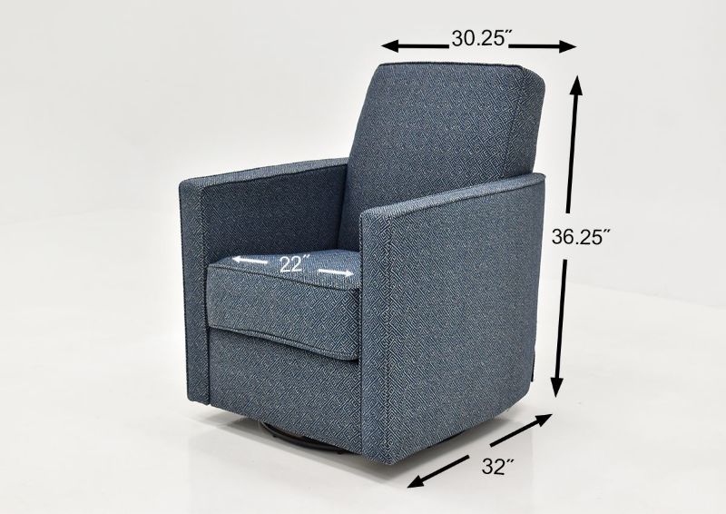 Dimensions of the Ellison Swivel Accent Chair - Dark Blue | Home Furniture Plus Bedding