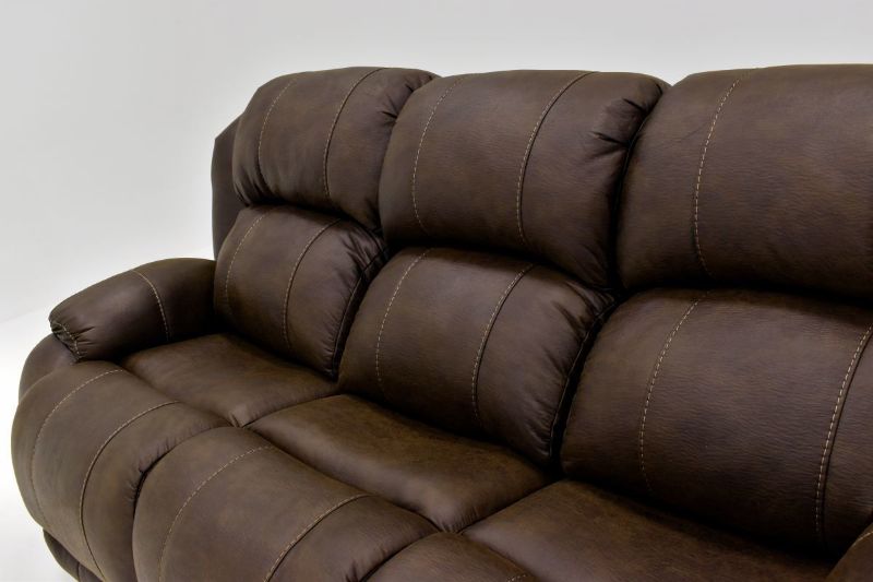 Brown Denali POWER Reclining Sofa by HomeStretch side view close up | Home Furniture Plus Bedding