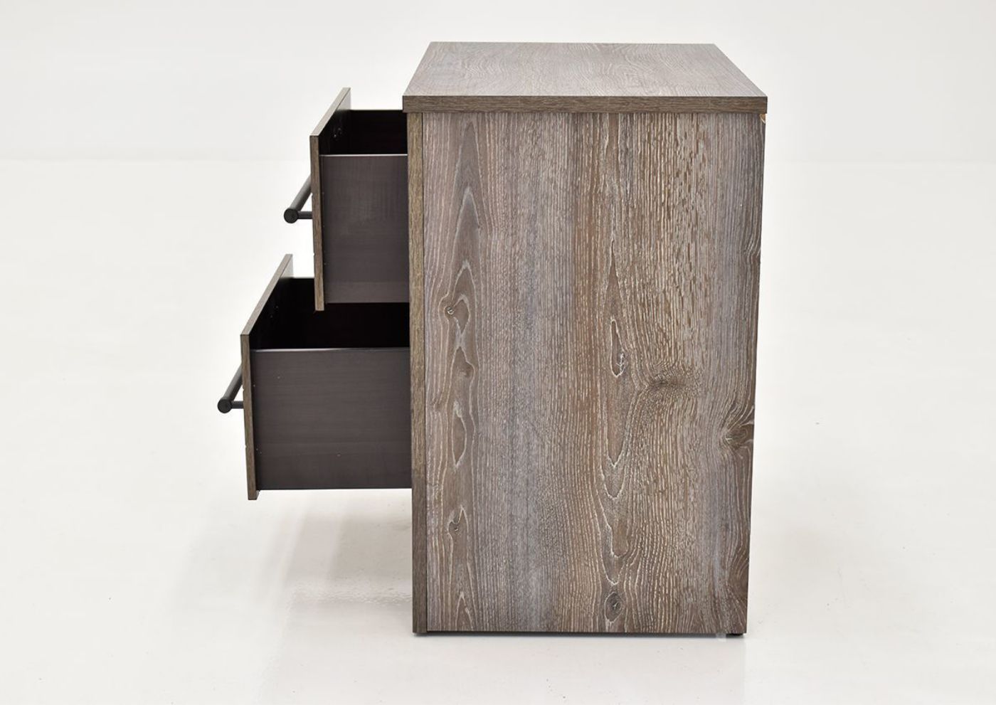 Side view with partially opened drawers on the Bateson Nightstand by Crownmark | Home Furniture Plus Bedding