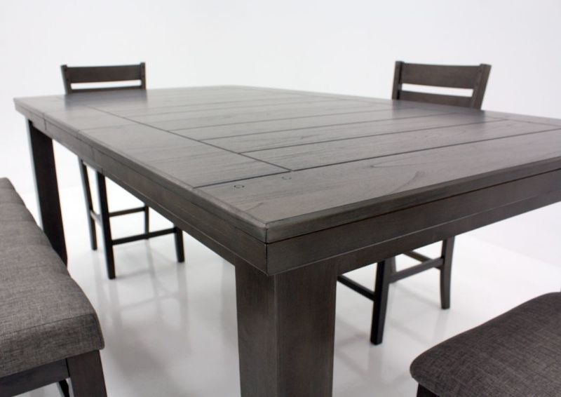 Corner Edge of the Dark Gray Bardstown Counter Height Dining Table | Home Furniture Plus Bedding