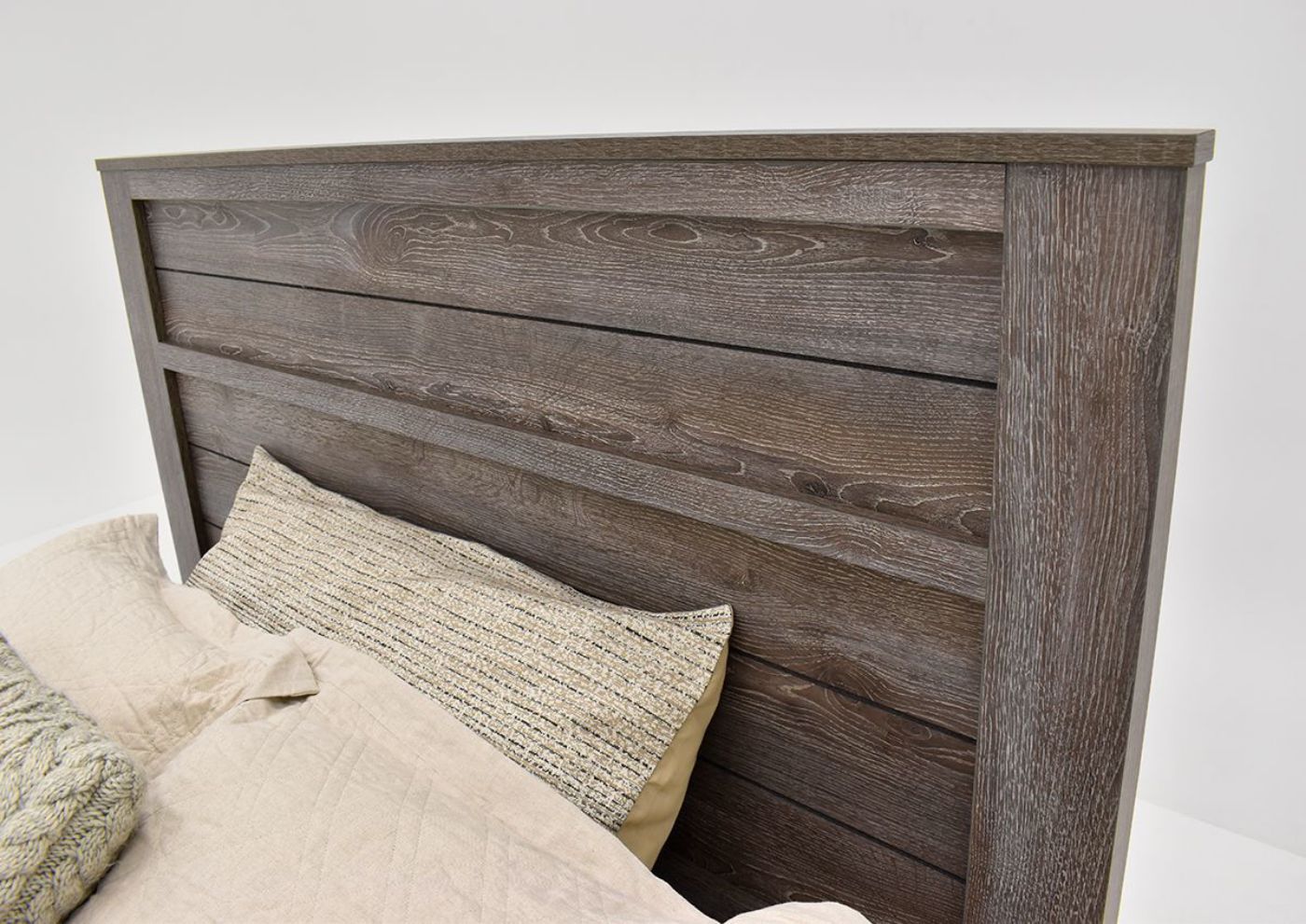 Close Up of the Ship Lap Design on the Bateson Headboard | Home Furniture Plus Bedding