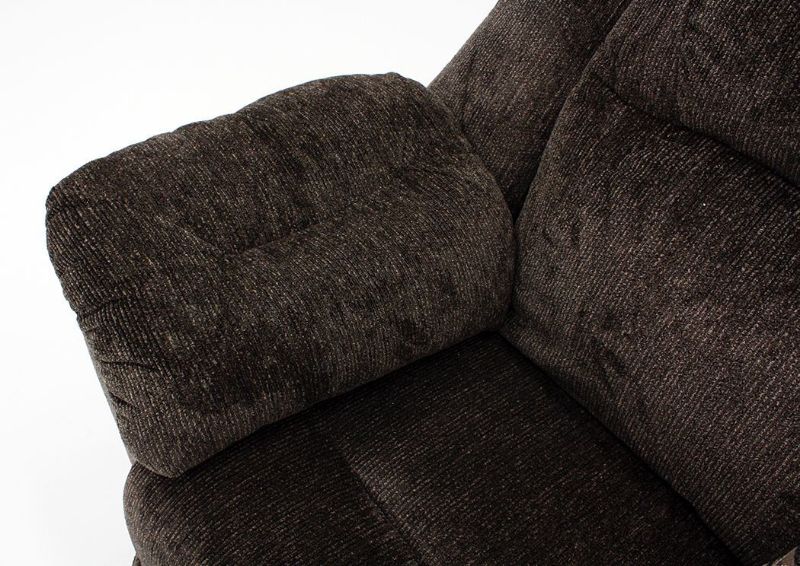 Donnelly Reclining Loveseat, Dark Brown, Arm Detail | Home Furniture Plus Bedding