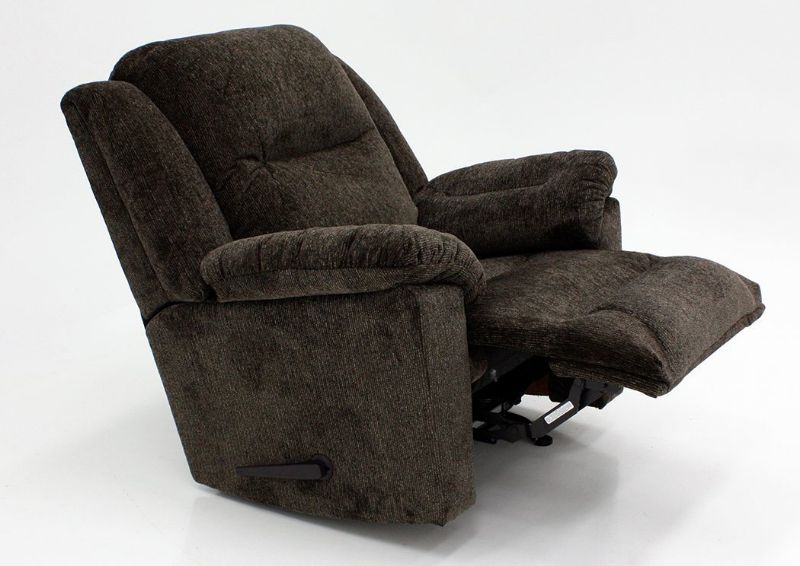 Dark Brown Donnelly Recliner at an Angle with the Chaise Open | Home Furniture Plus Mattress
