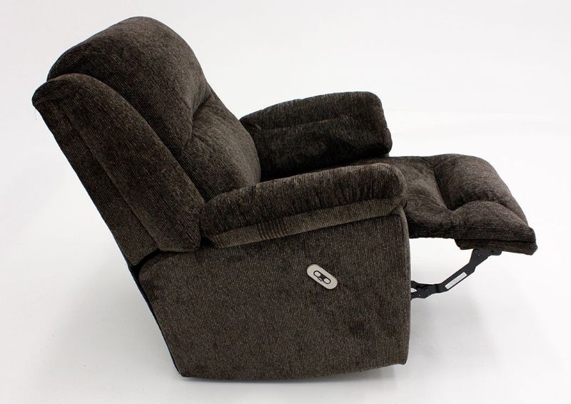 Side View of Partially Reclined Dark Brown Donnelly Power Activated Recliner by Franklin | Home Furniture + Mattress