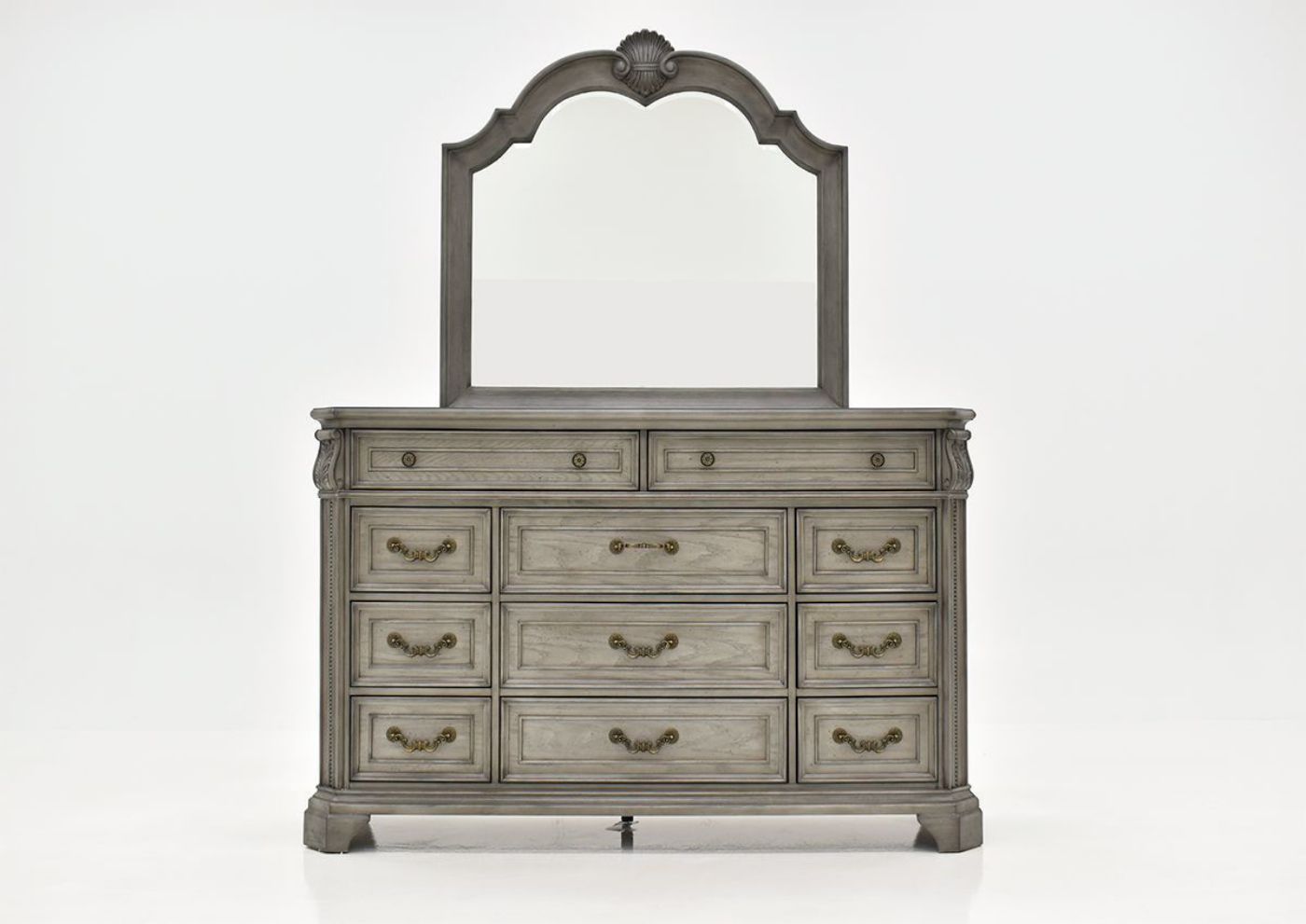 Gray Siena Dresser with Mirror by Avalon Furniture, Facing the Front | Home Furniture Plus Bedding