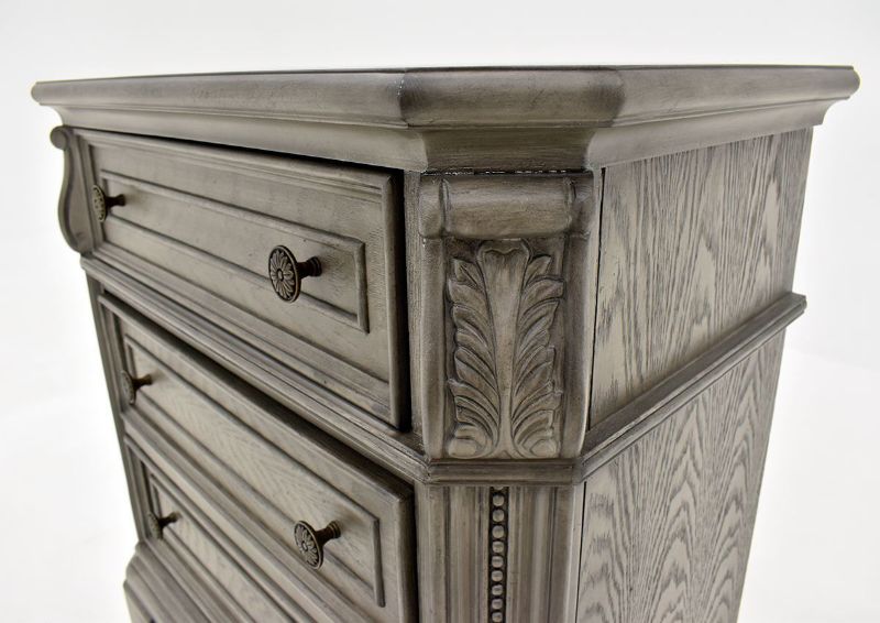 Gray Siena Nightstand by Avalon Furniture Showing the Carved Details | Home Furniture Plus Bedding