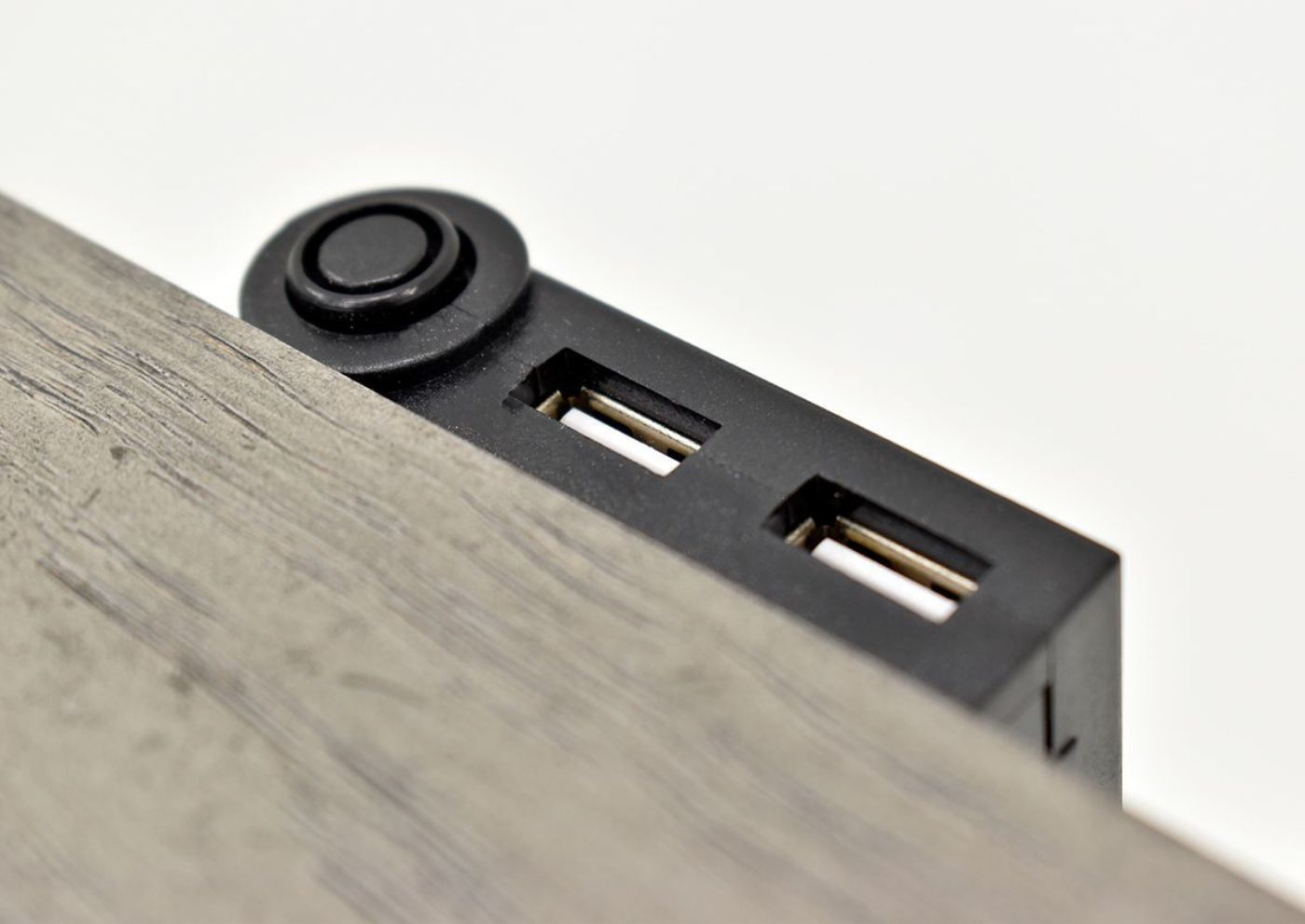 Gray Siena Nightstand by Avalon Furniture Showing the USB Port Detail | Home Furniture Plus Bedding