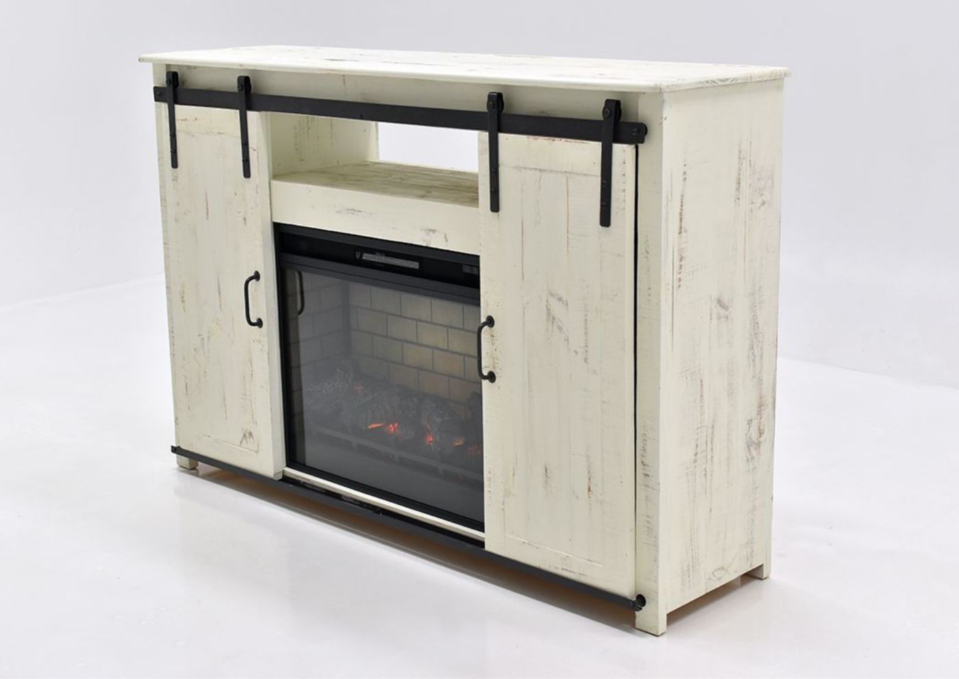 Picture of Maverick 67 Inch TV Stand with Fireplace - All White