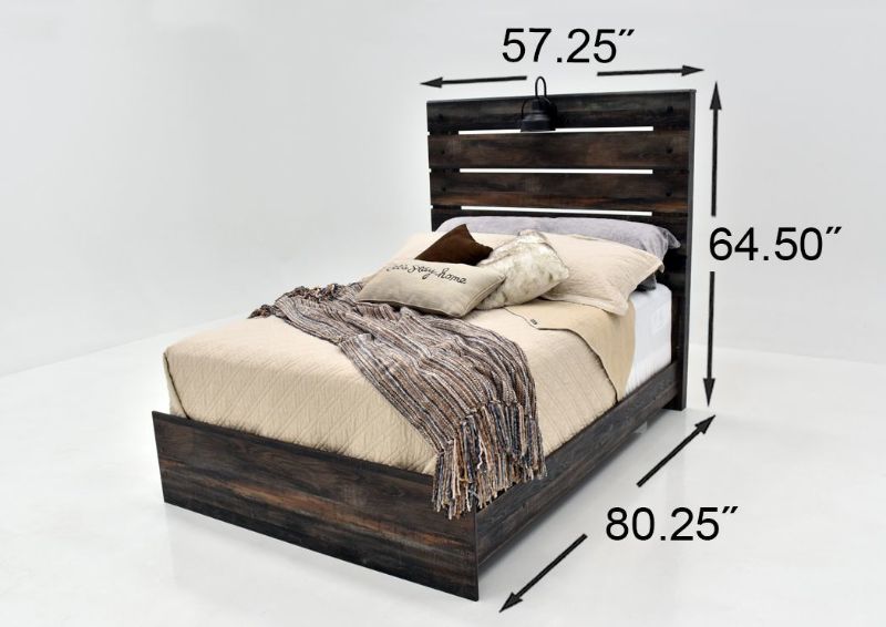 Rustic Barn Wood Brown Drystan Full Size Bed by Ashley Furniture Showing the Dimensions | Home Furniture Plus Mattress