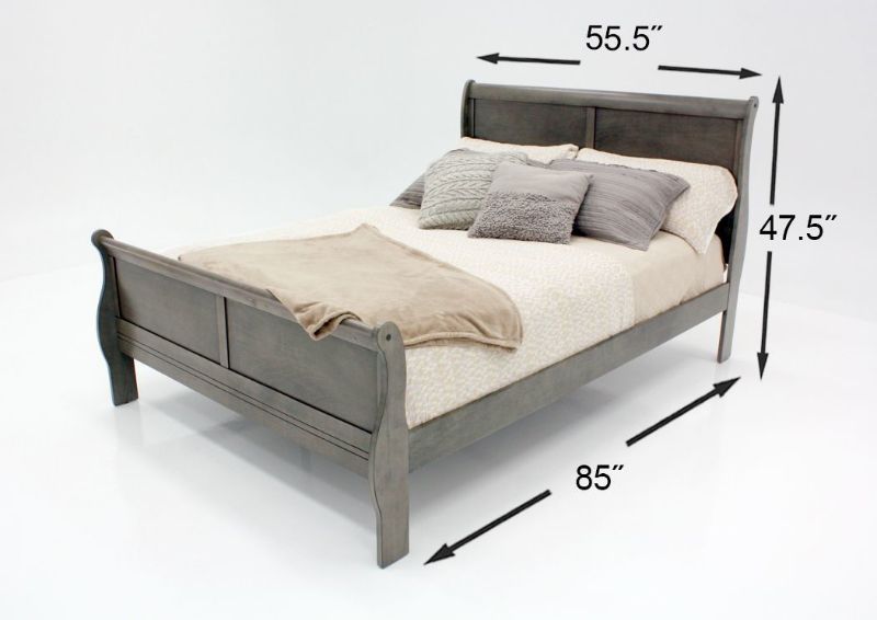 Gray Louis Philippe Full Size Bed Dimensions | Home Furniture Plus Bedding