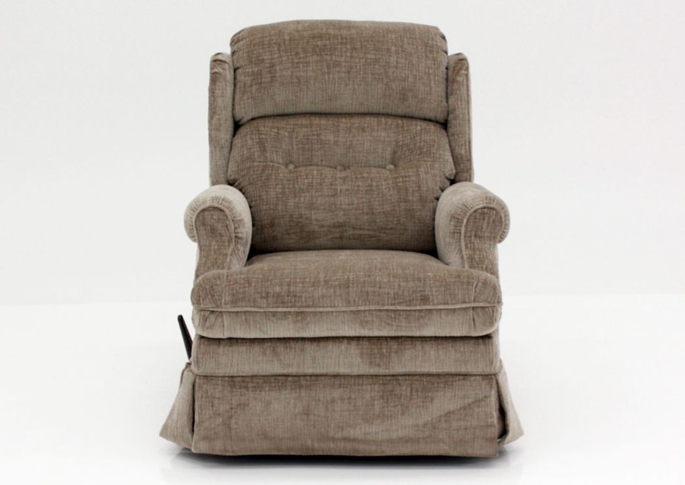 Beige Skirted Carolina Swivel Glider Recliner, Front Facing | Home Furniture Plus Bedding