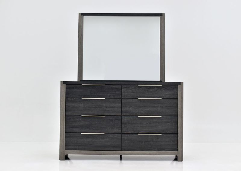 Two-Tone Gray Carter Dresser with Mirror by Lane Home Furnishings Showing the Front View, Made in the USA | Home Furniture Plus Bedding