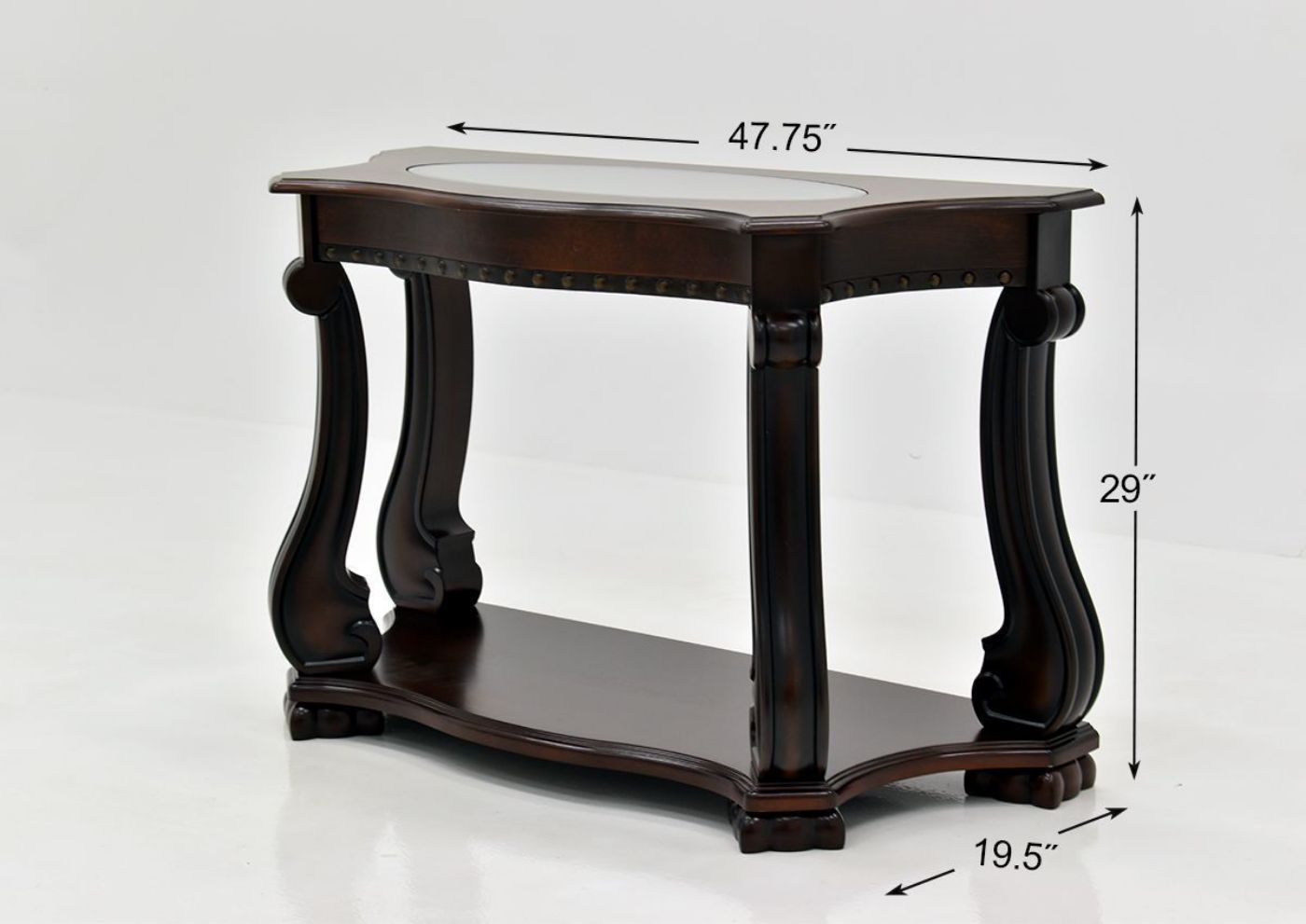 Dark Brown Madison Sofa Table by Crown Mark Showing the Dimensions | Home Furniture Plus Bedding