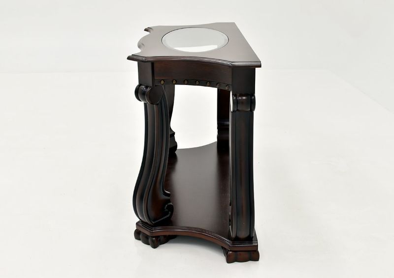 Dark Brown Madison Sofa Table by Crown Mark Showing the Side View | Home Furniture Plus Bedding